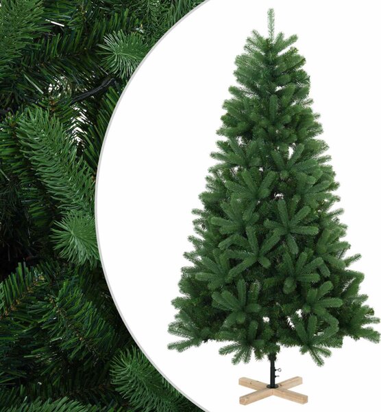 Mű karácsonyfa 120 cm PVC és tömör fenyőfa Zöld