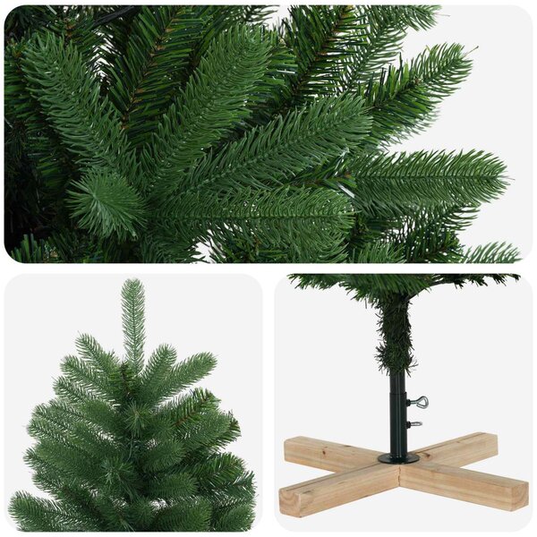 Mű karácsonyfa 120 cm PVC és tömör fenyőfa Zöld
