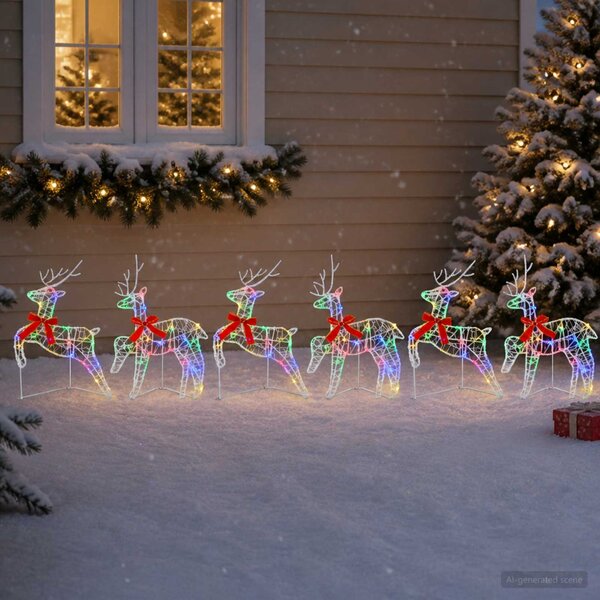 Karácsonyi rénszarvas 6 db 80 LED Többszínű 43 x 19 x 65 cm
