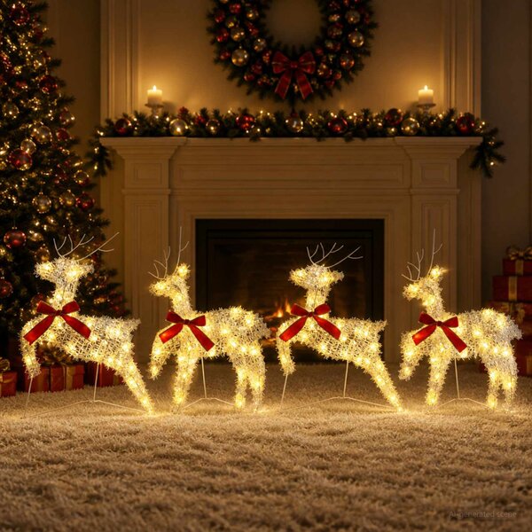 Karácsonyi rénszarvas 4 db 80 LED Meleg fehér 43 x 19 x 65 cm