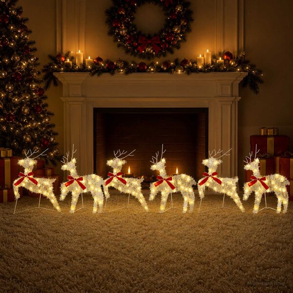 Karácsonyi rénszarvas 6 db 80 LED Meleg fehér 43 x 19 x 65 cm