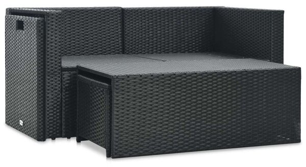 VidaXL Polyrattan Kerti Bútorszett - 6 részes - Fekete