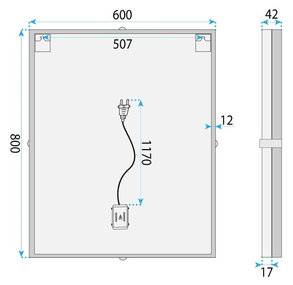 LED Tükör 60cm BL808
