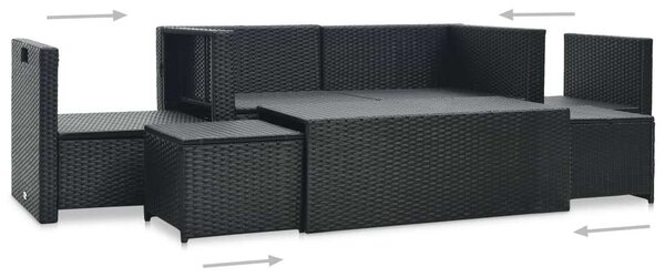 VidaXL Polyrattan Kerti Bútorszett - 6 részes - Fekete