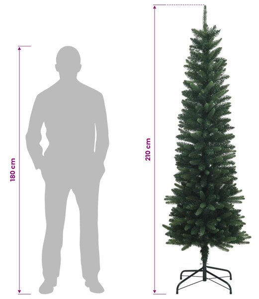 Artificial Slim Christmas Tree 210 cm PE és PVC Zöld