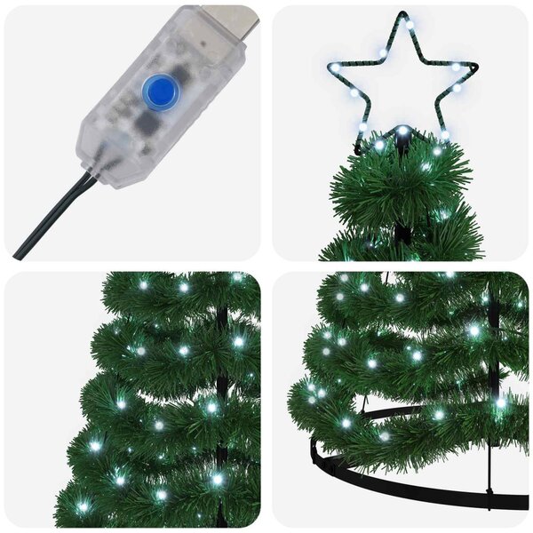 LED-es csillámos műfenyő talppal EKENAS 180 cm 220 LED