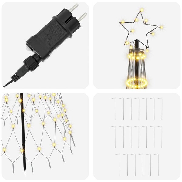 LED Karácsonyi Fenyő 180 cm 230 LED Meleg fehér Vas Fekete