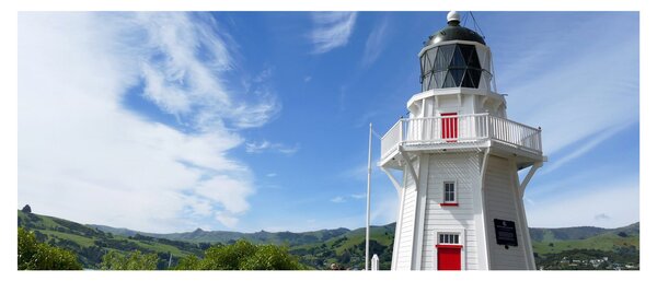 Az Akaroa világítótorony képe, Új-Zéland (120x50 cm)