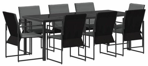 VidaXL Kert étkező szett 9 pcs Fekete és Antracit 200 x 80 x 73 cm