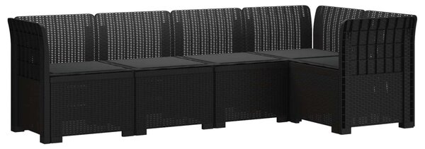 5-Személyes Kerti Kanapé Párnákkal Rattan Hatású PP