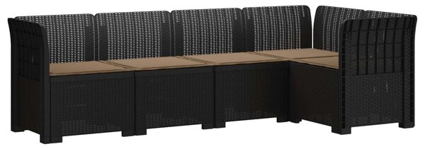 5-Személyes Kerti Kanapé Párnákkal Rattan Hatású PP