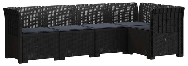 5-Személyes Kerti Kanapé Párnákkal Rattan Hatású PP