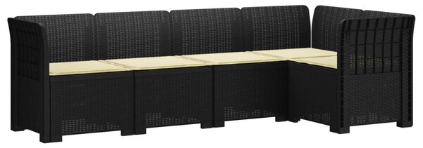 5-Személyes Kerti Kanapé Párnákkal Rattan Hatású PP