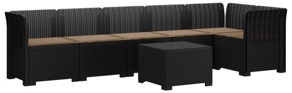 6-Fős Kerti Kanapé Párnákkal Rattan Megjelenéssel PP