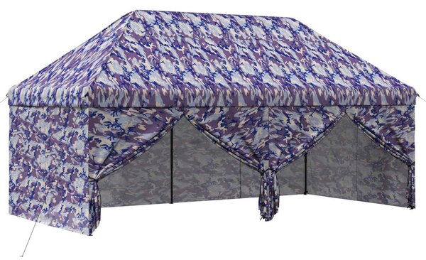 Gyorsan felállítható pavilon 4 oldalfallal 3 x 6 m Kék álcázott