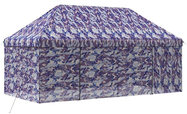 Gyorsan felállítható pavilon 4 oldalfallal 3 x 6 m Kék álcázott
