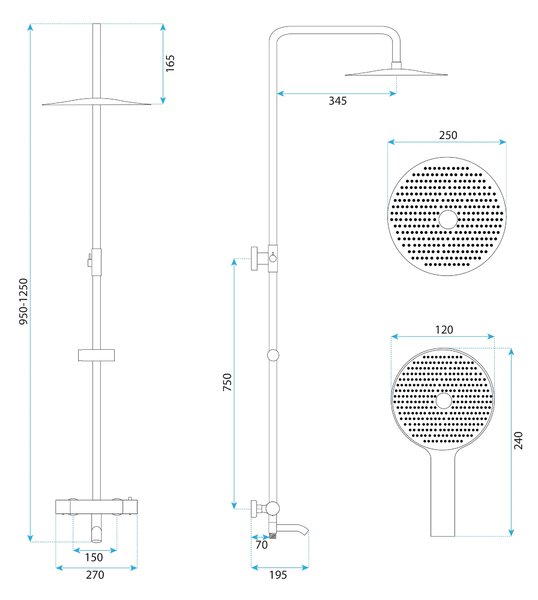 Termosztátos zuhanyszett Lungo Diamond Copper