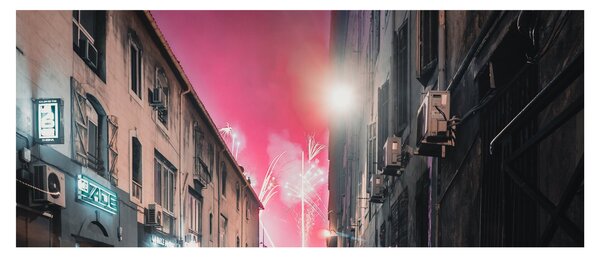 Tűzijáték Marseille-ben (120x50 cm)