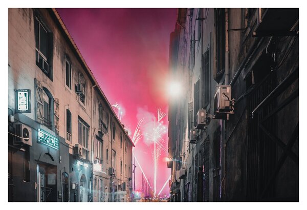 Tűzijáték Marseille-ben (90x60 cm)