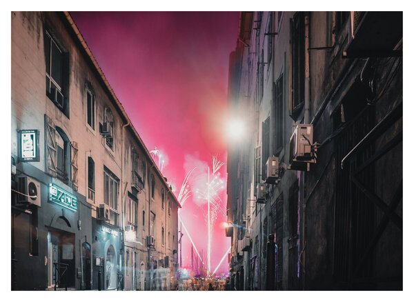 Tűzijáték Marseille-ben (70x50 cm)