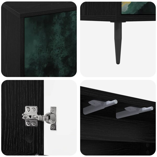 TV szekrény WIJHE 69 x 33 x 50,5 cm Fekete Tölgy Szerelt Fa