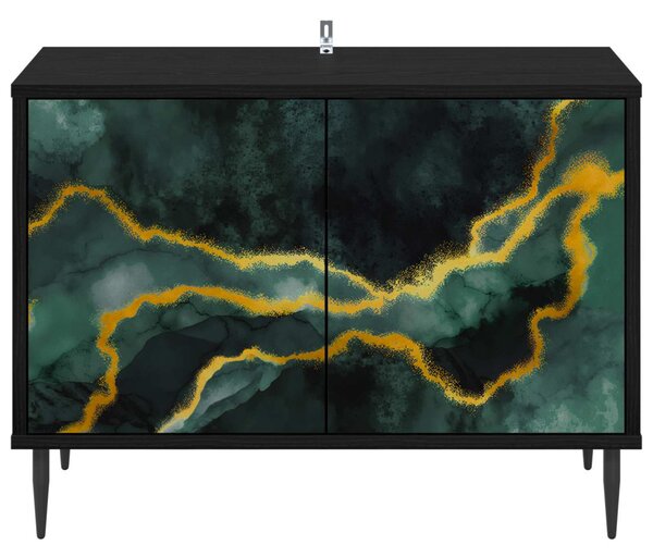 TV szekrény WIJHE 69 x 33 x 50,5 cm Fekete Tölgy Szerelt Fa