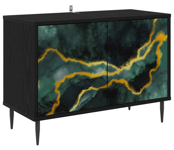 TV szekrény WIJHE 69 x 33 x 50,5 cm Fekete Tölgy Szerelt Fa