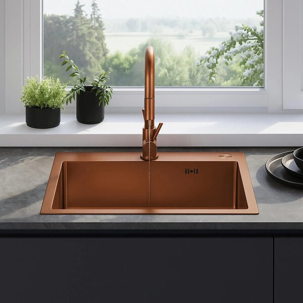 Acél mosogatótálca Liam BRUSH COPPER