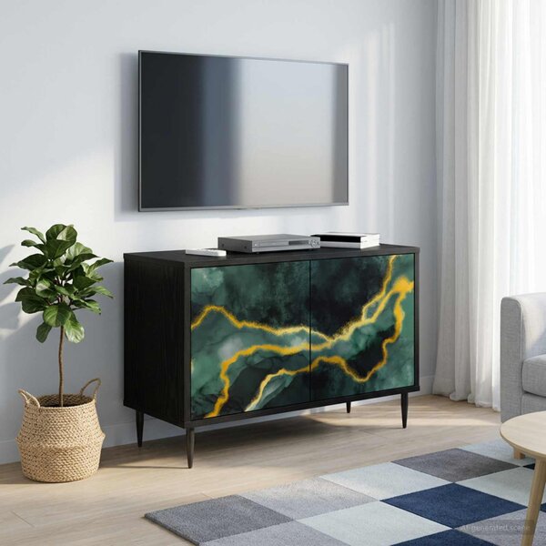 TV szekrény WIJHE 69 x 33 x 50,5 cm Fekete Tölgy Szerelt Fa