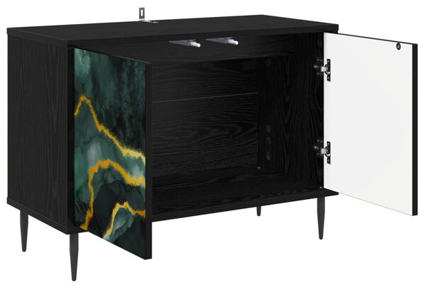TV szekrény WIJHE 69 x 33 x 50,5 cm Fekete Tölgy Szerelt Fa