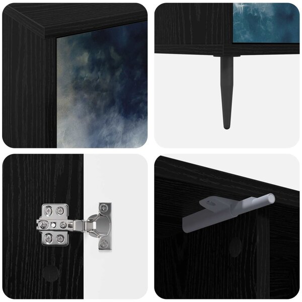 TV szekrény RAALTE 102 x 33 x 51 cm Fekete Tölgy Szerelt Fa