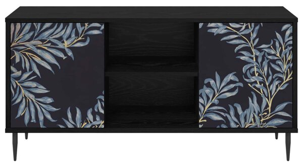 TV szekrény DOKKUM 102 x 33 x 51 cm Fekete Tölgy Szerelt Fa
