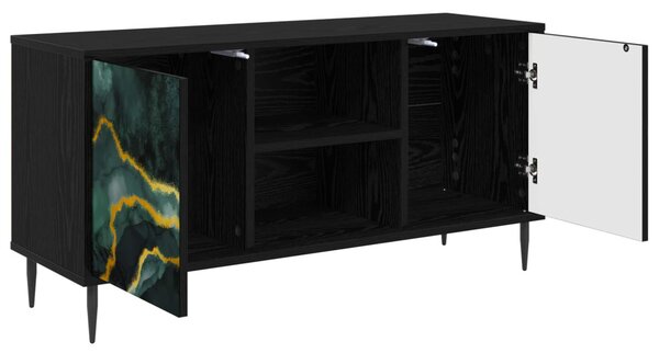 TV szekrény WIJHE 102 x 33 x 51 cm Fekete Tölgy Szerelt Fa