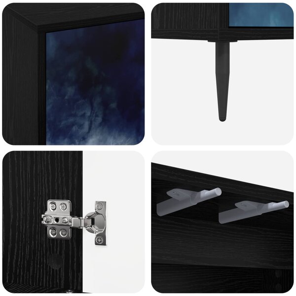 TV szekrény RAALTE 102 x 33 x 51 cm Fekete Tölgy Szerelt Fa