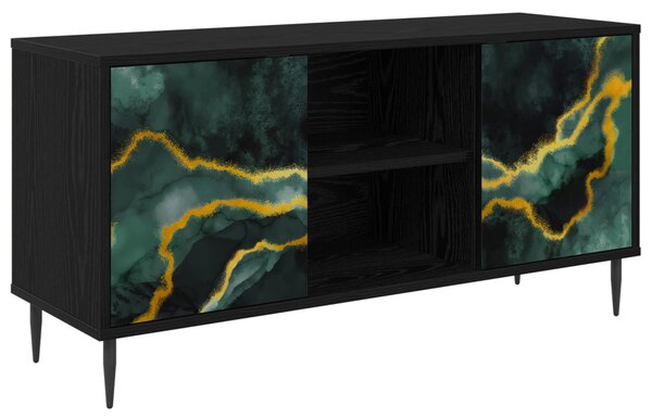 TV szekrény WIJHE 102 x 33 x 51 cm Fekete Tölgy Szerelt Fa