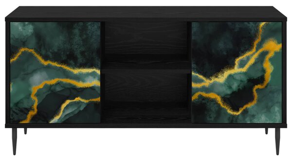 TV szekrény WIJHE 102 x 33 x 51 cm Fekete Tölgy Szerelt Fa