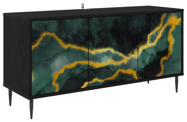 TV szekrény WIJHE 102 x 33 x 51 cm Fekete Tölgy Szerelt Fa
