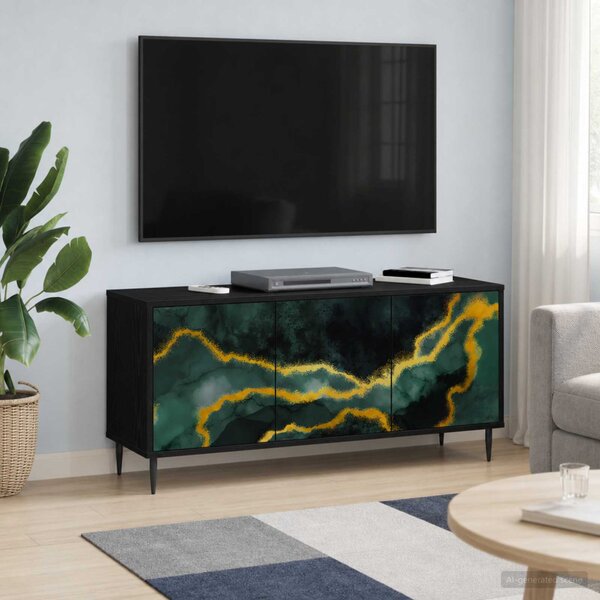 TV szekrény WIJHE 102 x 33 x 51 cm Fekete Tölgy Szerelt Fa