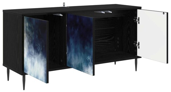 TV szekrény RAALTE 102 x 33 x 51 cm Fekete Tölgy Szerelt Fa