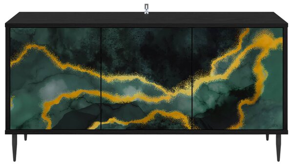 TV szekrény WIJHE 102 x 33 x 51 cm Fekete Tölgy Szerelt Fa