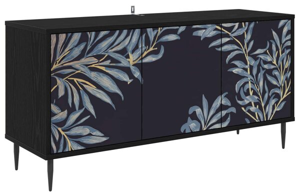TV szekrény DOKKUM 102 x 33 x 51 cm Fekete Tölgy Szerelt Fa