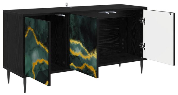 TV szekrény WIJHE 102 x 33 x 51 cm Fekete Tölgy Szerelt Fa