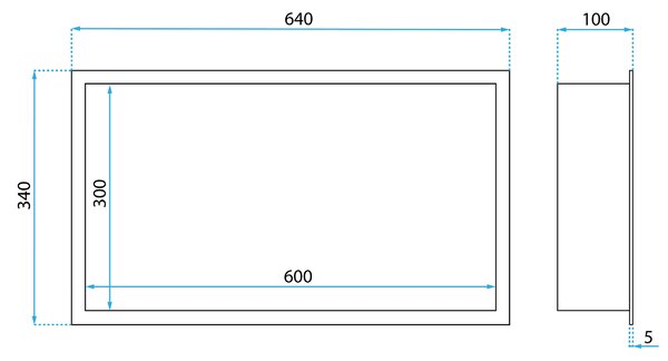 Süllyesztett fürdőszobai polc LED 30x60 black