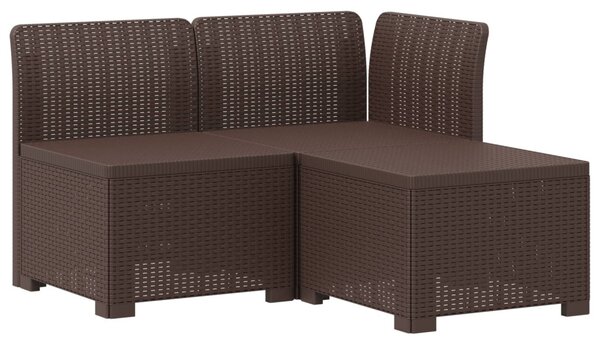 3-Fős Kerti Kanapé Párnákkal Rattan Hatással PP Barna