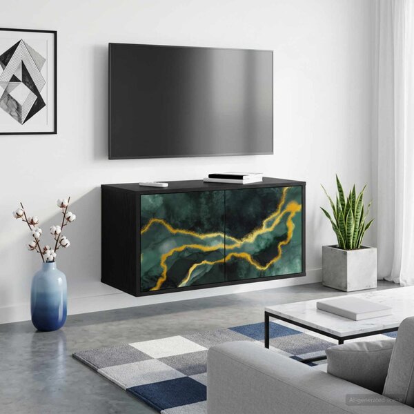 Falsítható TV Szekrény WIJHE 69 x 33 x 40 cm Fekete Tölgy