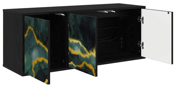 Falsítható TV Szekrény WIJHE 102 x 33 x 40 cm Fekete Tölgy