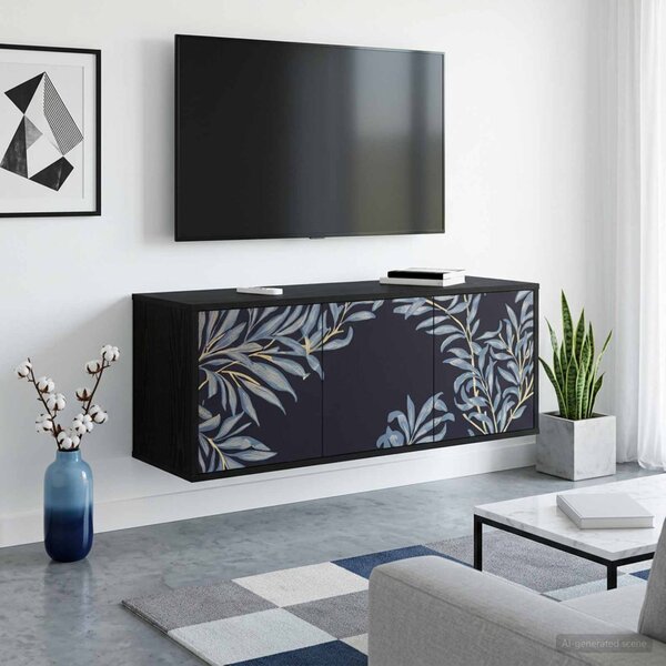 Falsítható TV Szekrény DOKKUM 102 x 33 x 40 cm Fekete Tölgy