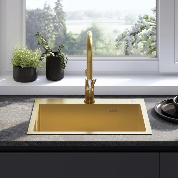 Acél mosogatótálca Liam BRUSH GOLD