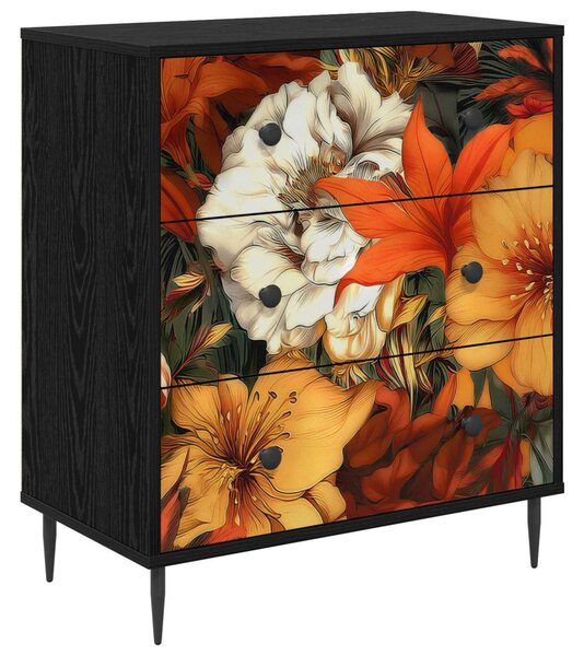 Fiókos szekrény GENNEP Liliom minta 66 x 36,5 x 76 cm