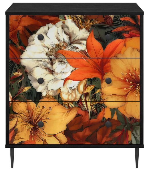 Fiókos szekrény GENNEP Liliom minta 66 x 36,5 x 76 cm